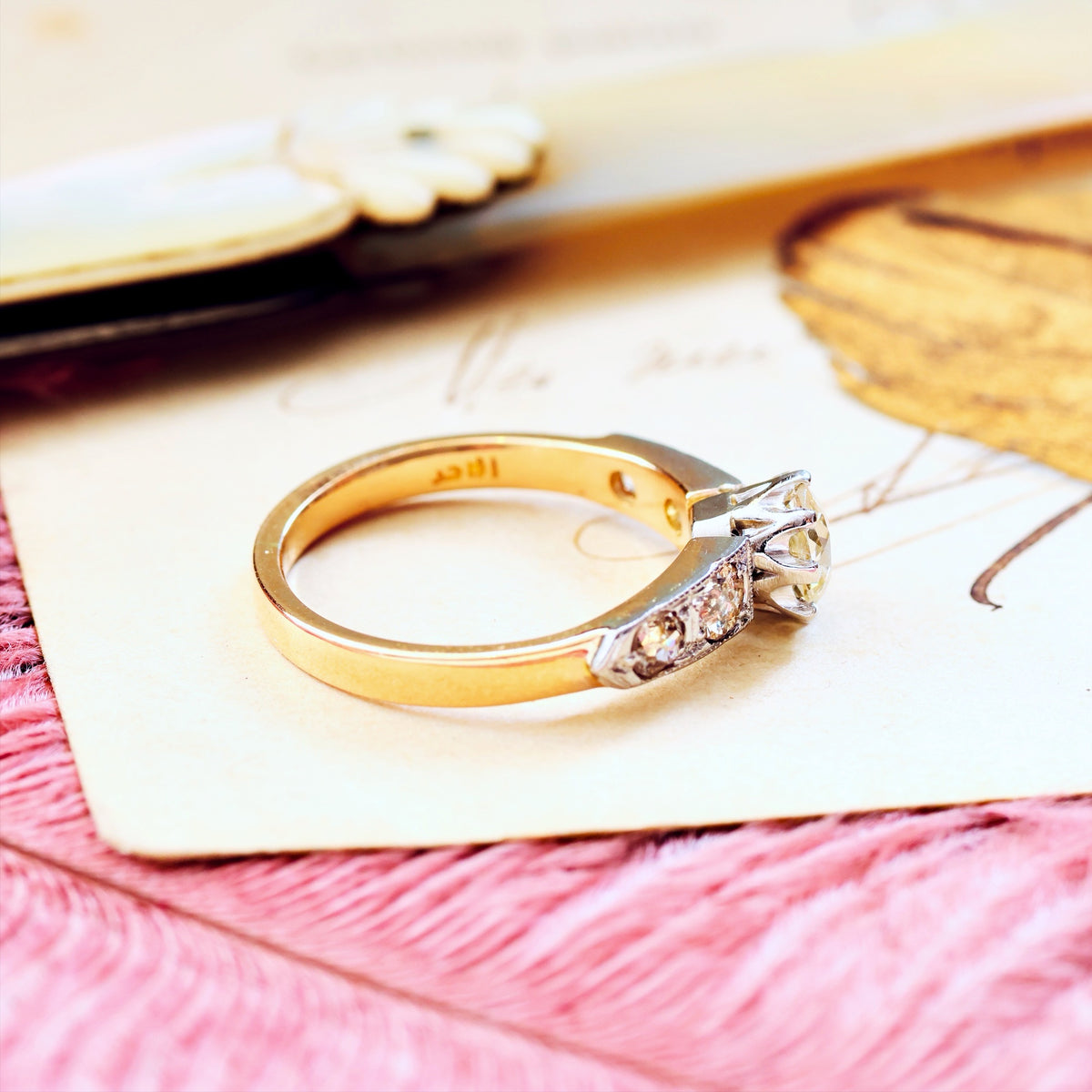 Antique Recycled Hand Cut Diamond Engagement Ring