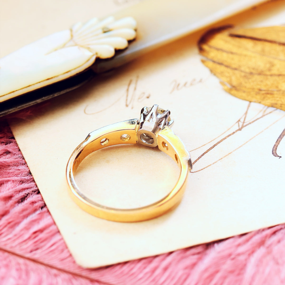 Antique Recycled Hand Cut Diamond Engagement Ring