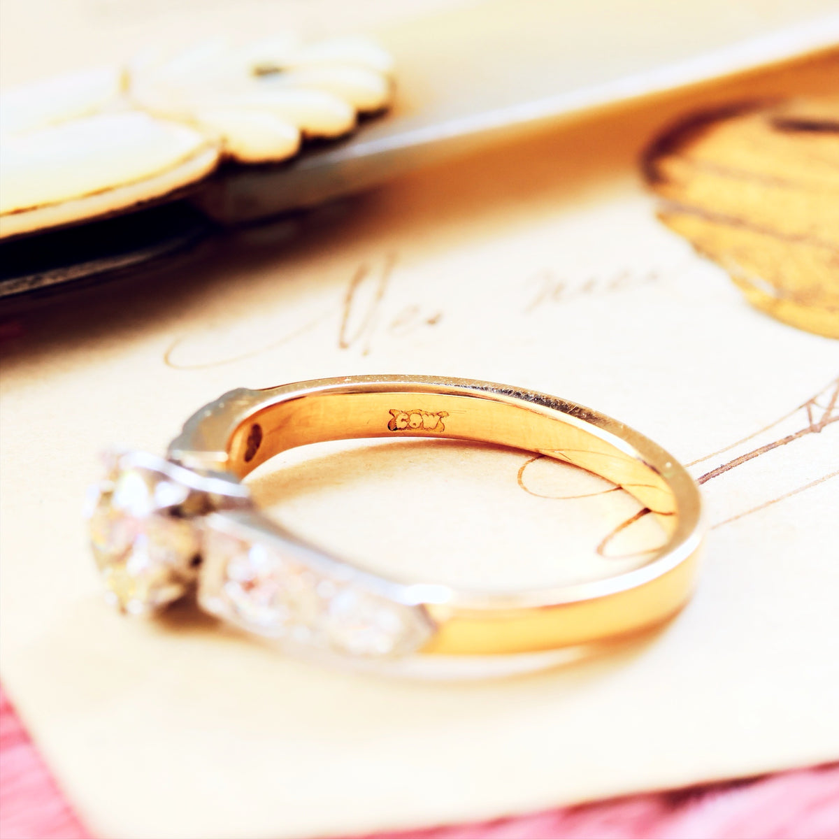 Antique Recycled Hand Cut Diamond Engagement Ring