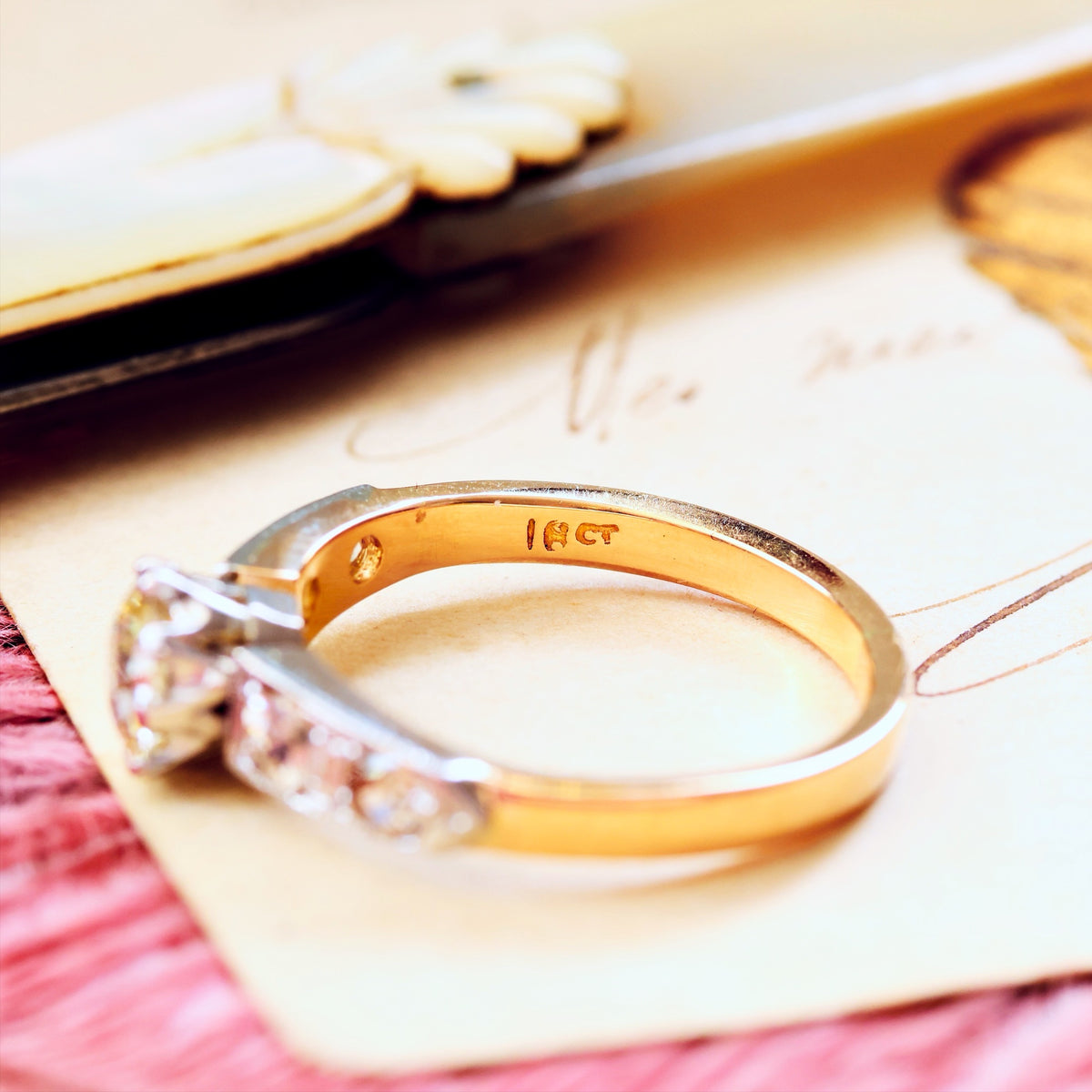Antique Recycled Hand Cut Diamond Engagement Ring
