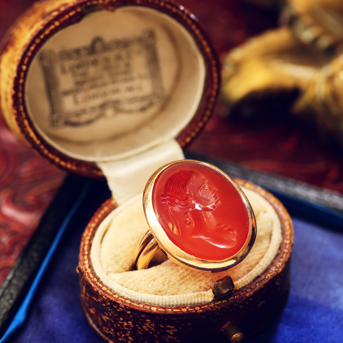 Antique Romanesque Carnelian Goddess Intaglio Ring