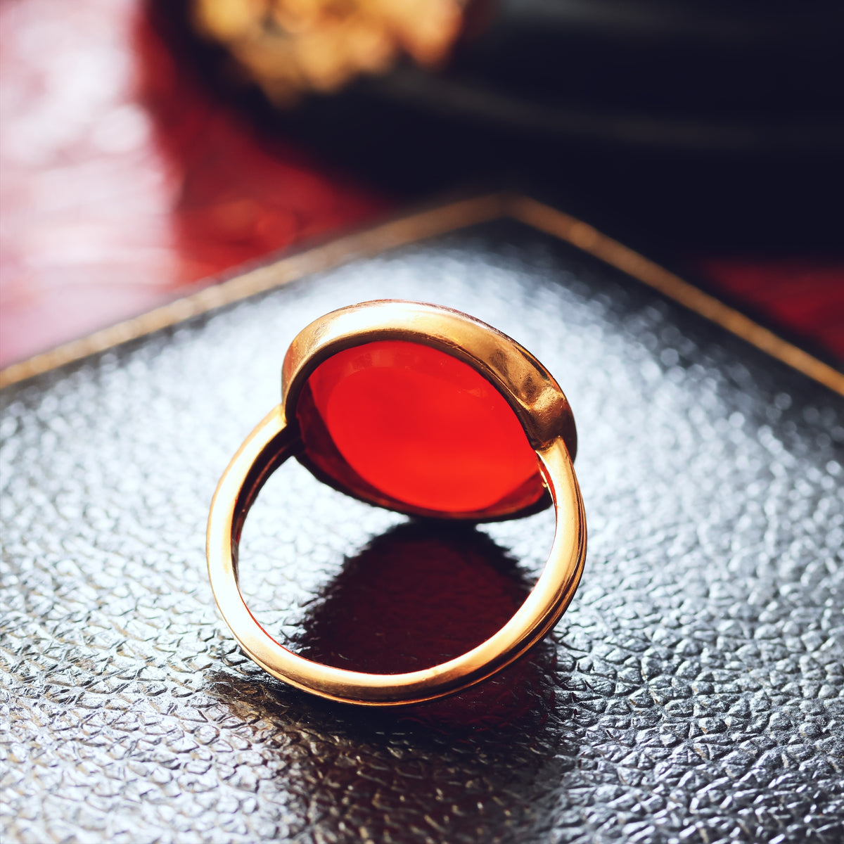 Antique Romanesque Carnelian Goddess Intaglio Ring