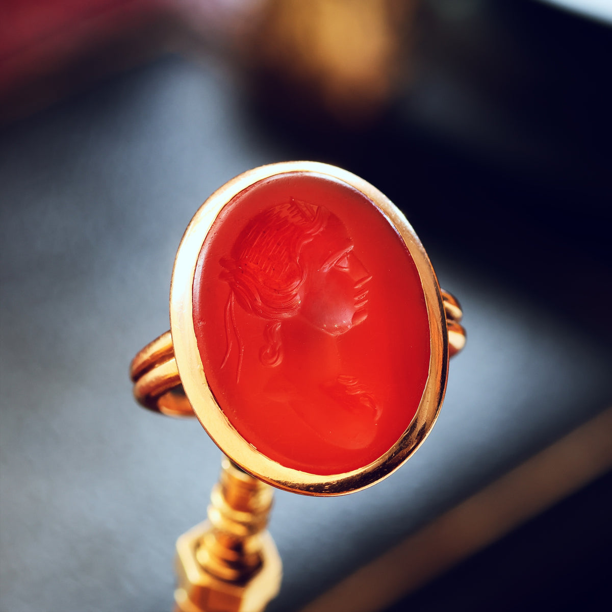 Antique Romanesque Carnelian Goddess Intaglio Ring
