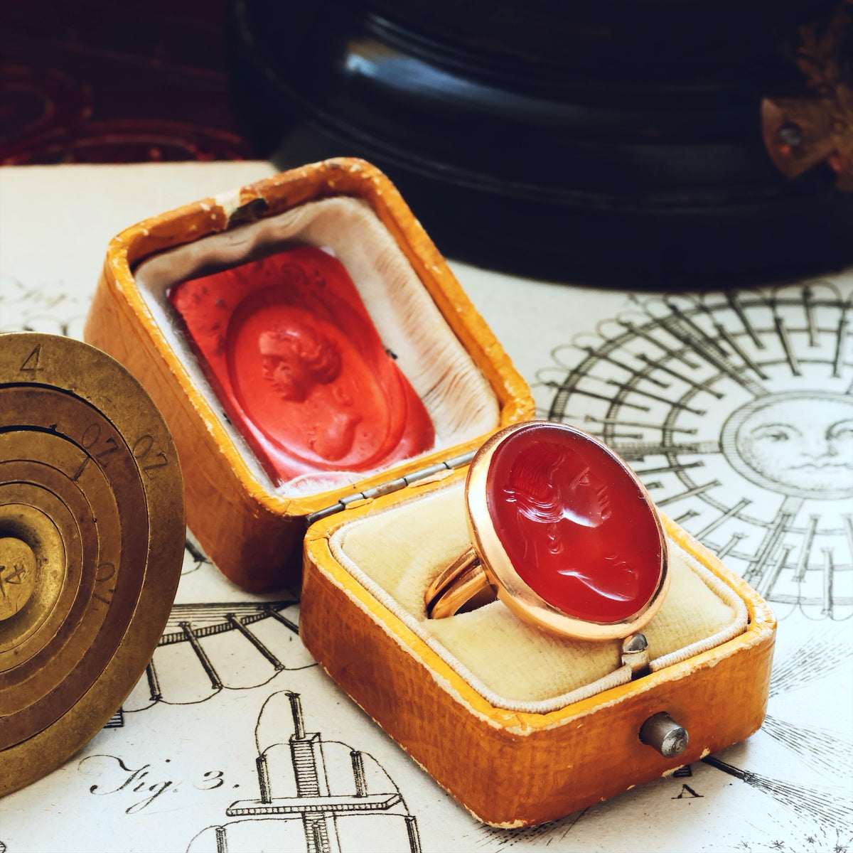 Antique Romanesque Carnelian Goddess Intaglio Ring