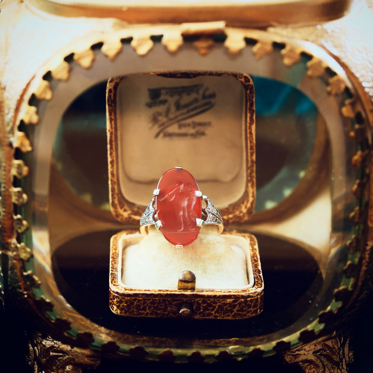 Angelic Antique Romanesque Carnelian Intaglio Ring