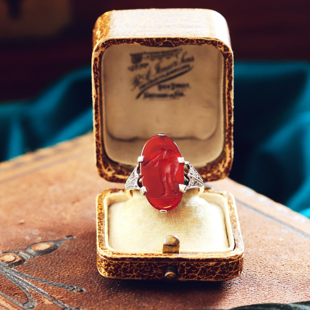 Angelic Antique Romanesque Carnelian Intaglio Ring