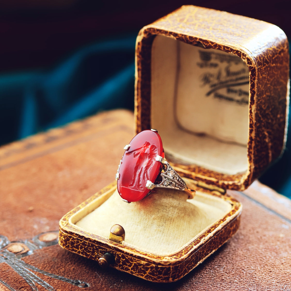 Angelic Antique Romanesque Carnelian Intaglio Ring