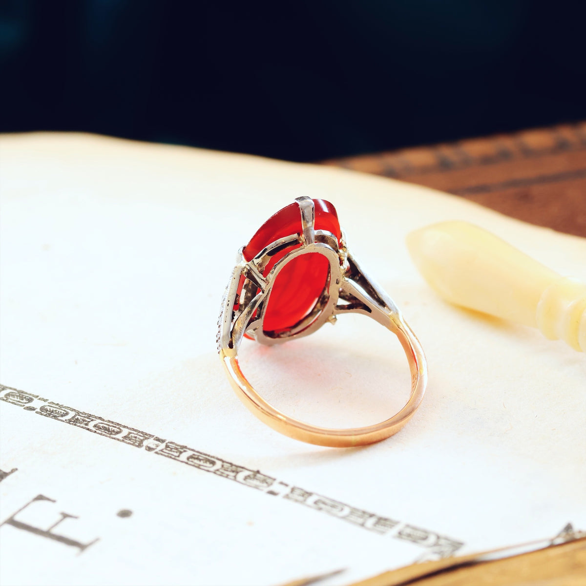 Angelic Antique Romanesque Carnelian Intaglio Ring