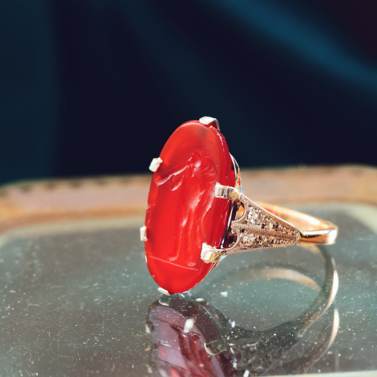 Antique Romanesque Carnelian Intaglio Ring
