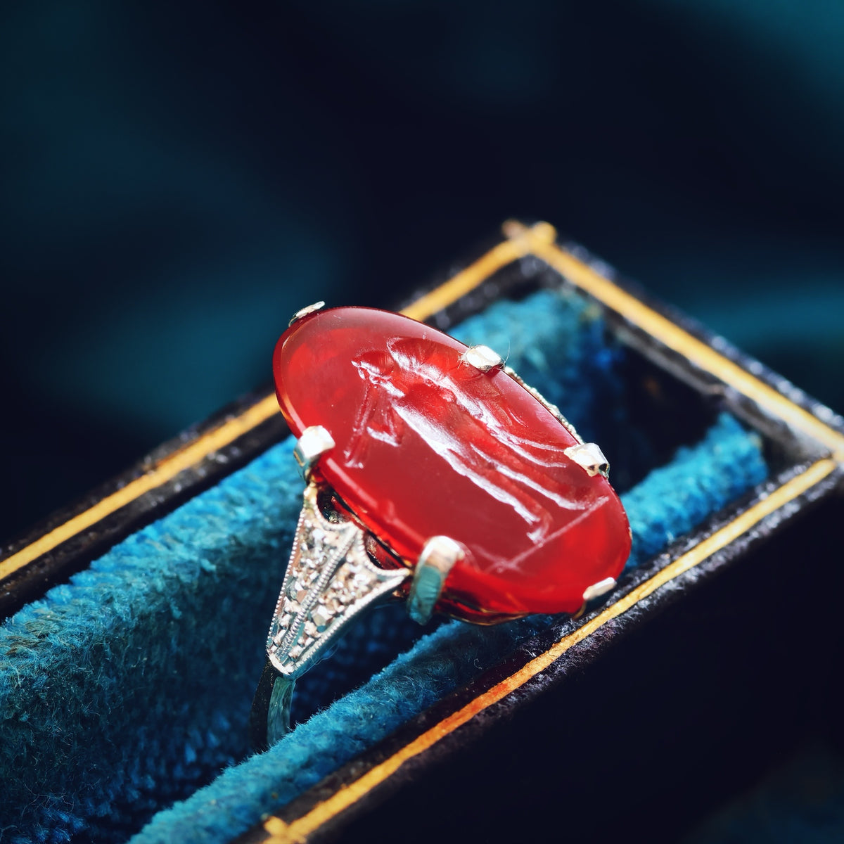 Angelic Antique Romanesque Carnelian Intaglio Ring