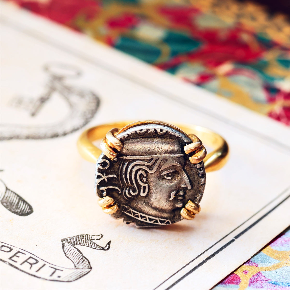 Antique Rudrasimha Ist Drachm Coin Ring
