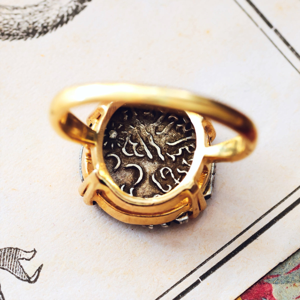 Unique Antique Rudrasimha Ist Drachm Coin Ring