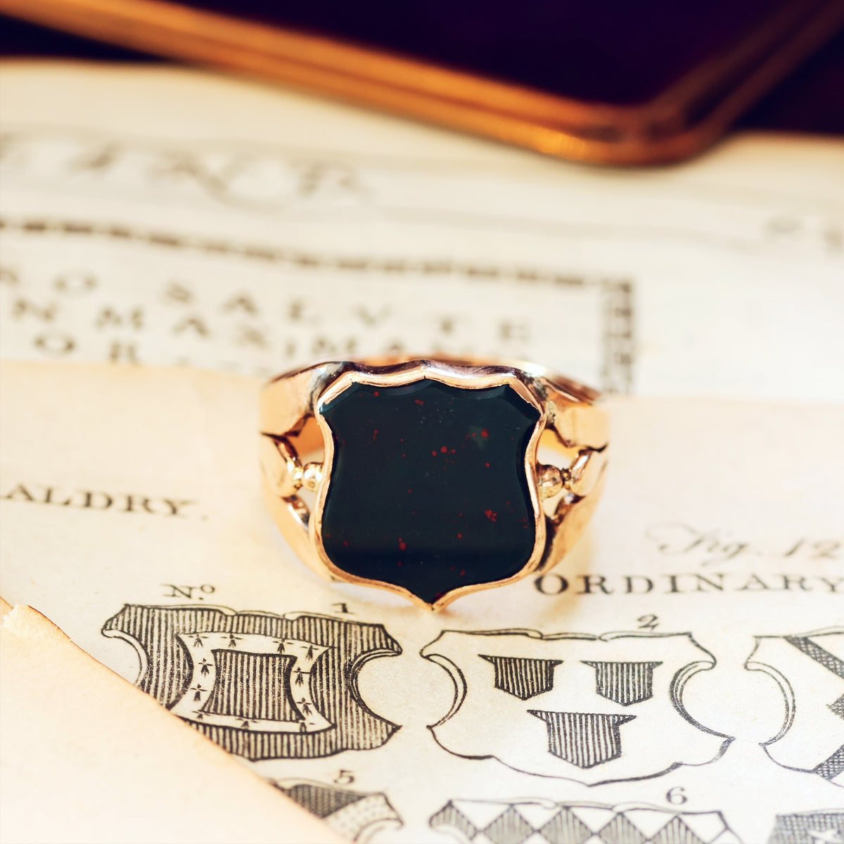 Antique Shield Shaped Bloodstone Signet Ring