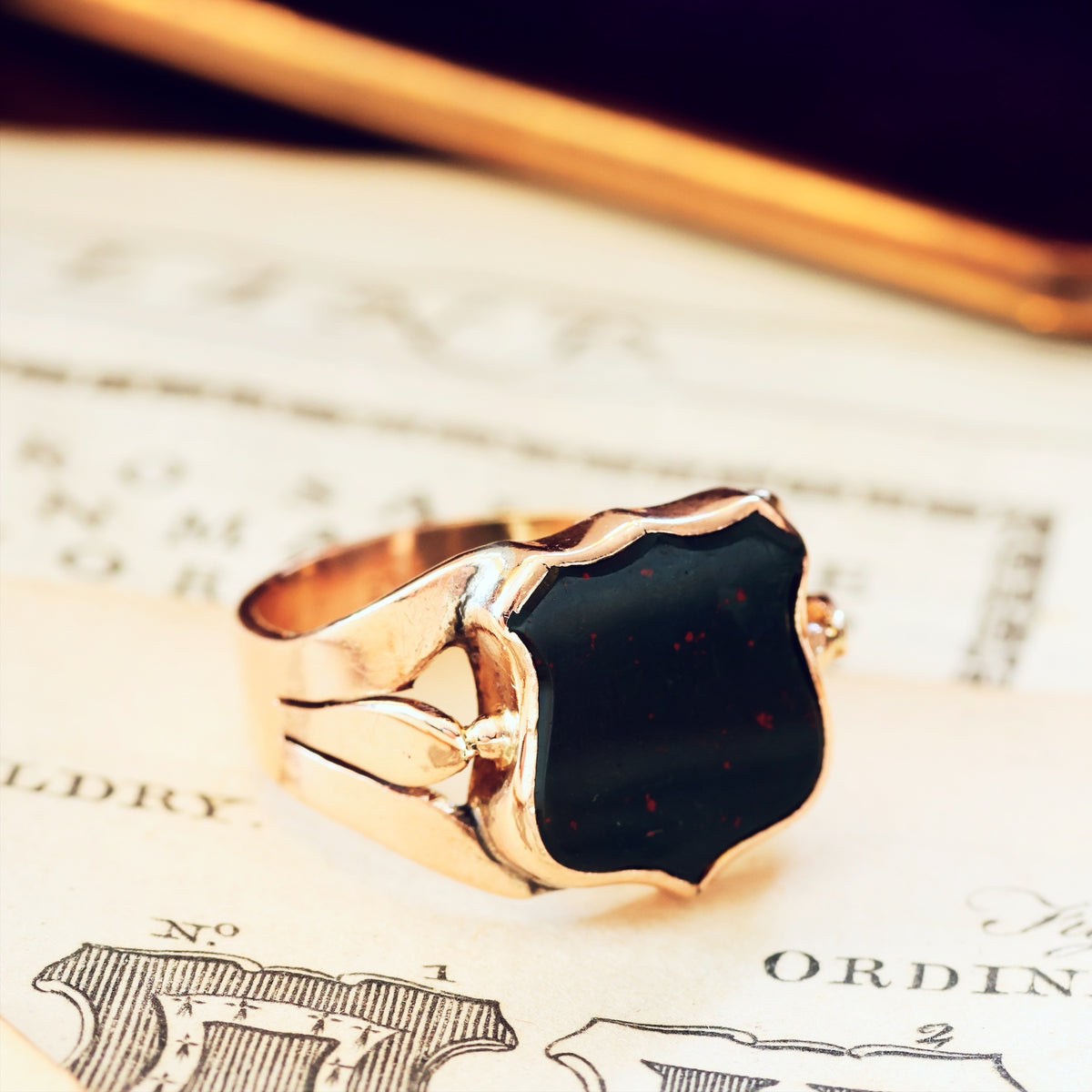 Antique Shield Shaped Bloodstone Signet Ring