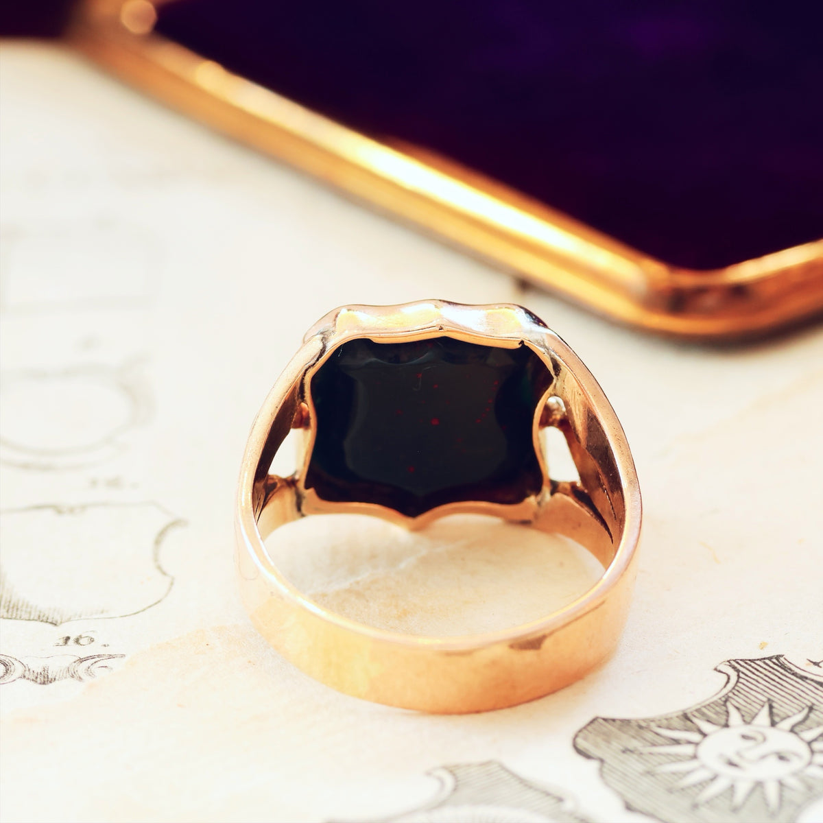 Antique Shield Shaped Bloodstone Signet Ring
