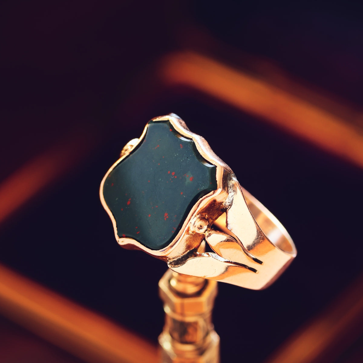 Antique Shield Shaped Bloodstone Signet Ring