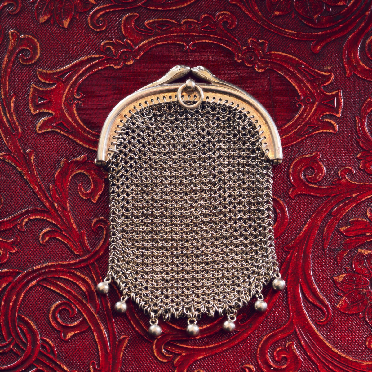 A Small Antique Silver Coin Purse Guarded by Snakes