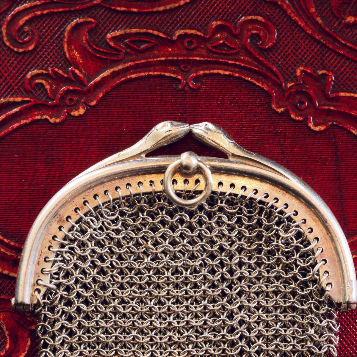 A Small Antique Silver Coin Purse Guarded by Snakes