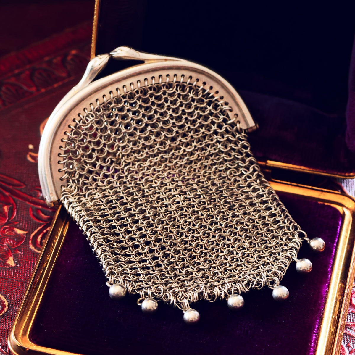 A Small Antique Silver Coin Purse Guarded by Snakes