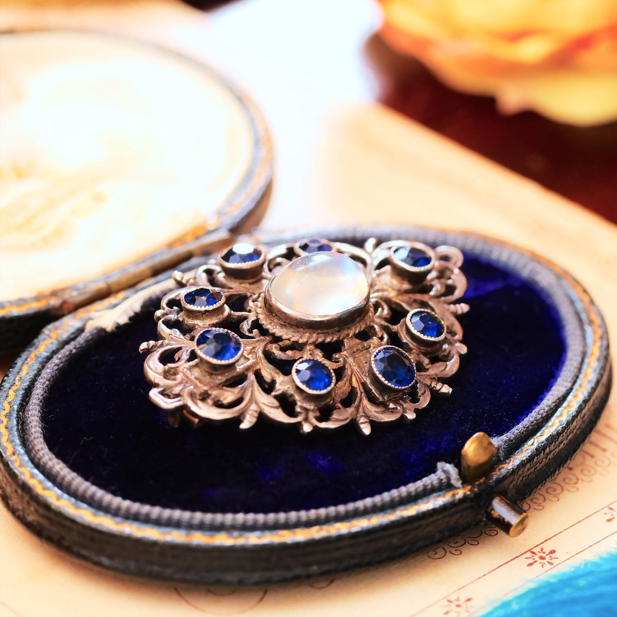 Entrancing Silver Moonstone Austro-Hungarian Brooch