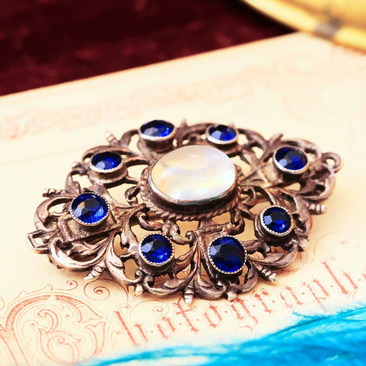 Entrancing Silver Moonstone Austro-Hungarian Brooch
