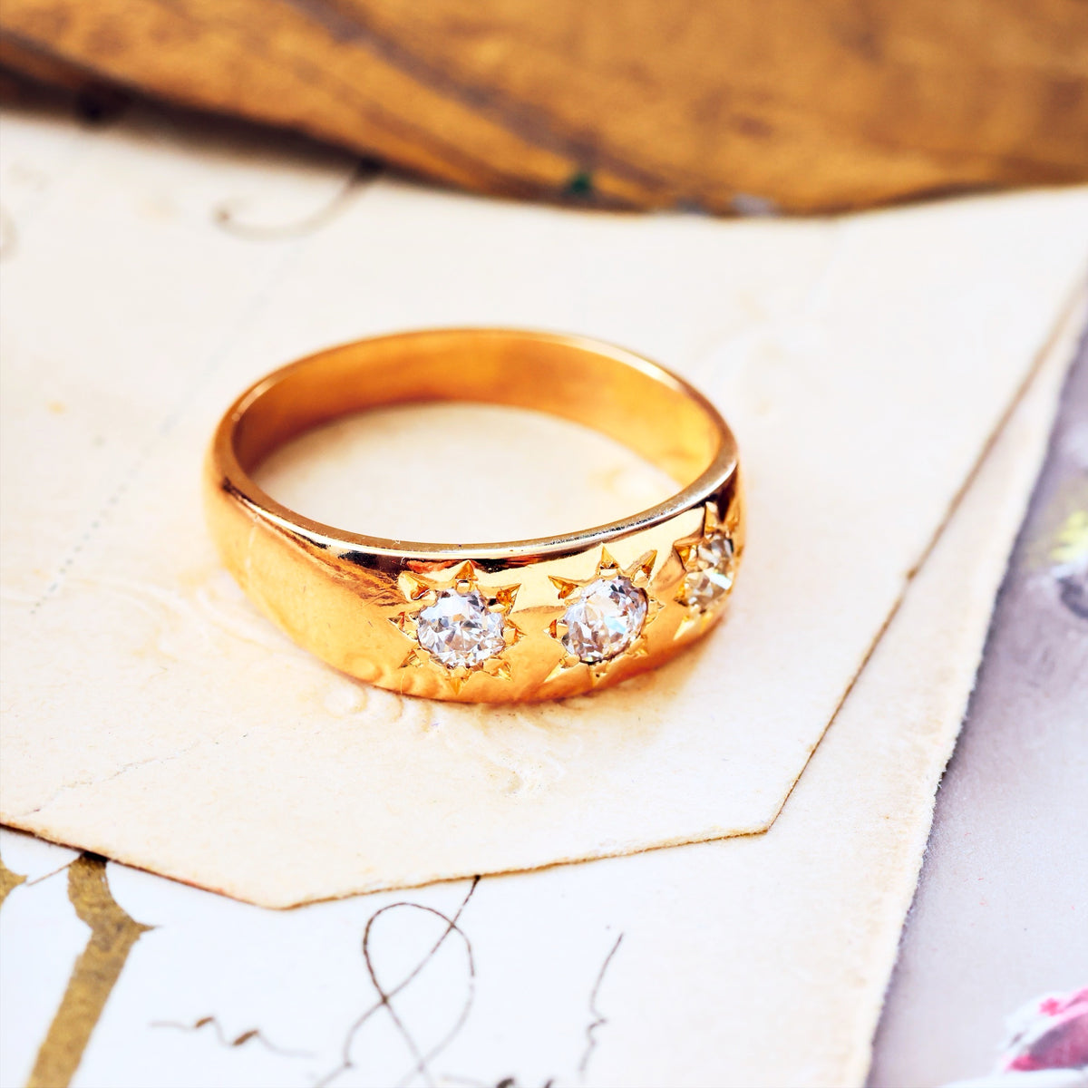 Antique Starry Gypsy Set Diamond Band Ring