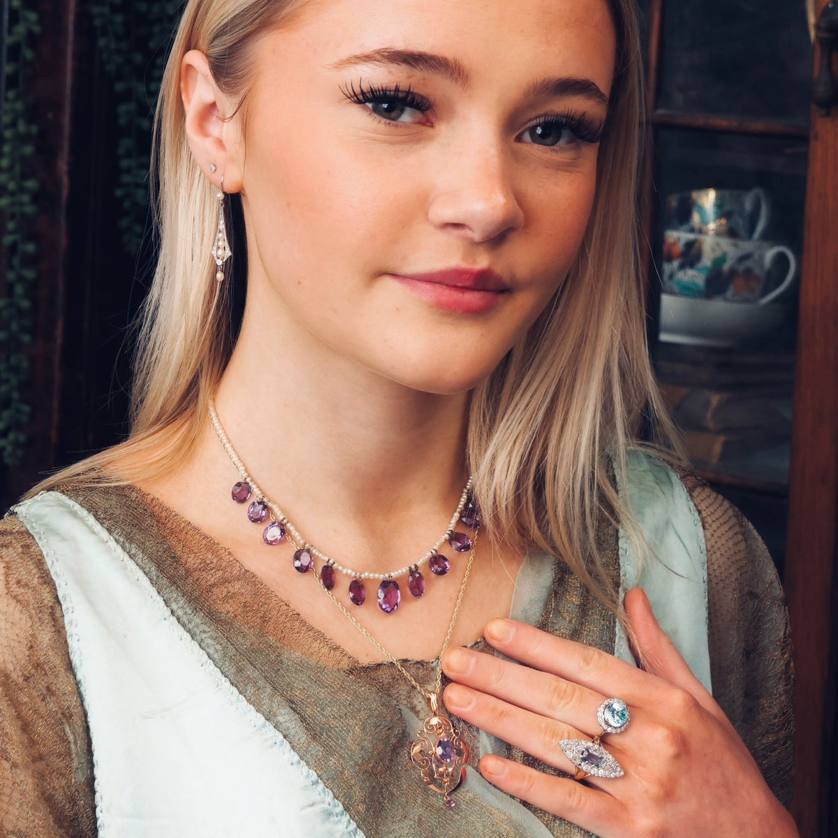 Victorian Amethyst & Seed Pearl Necklet