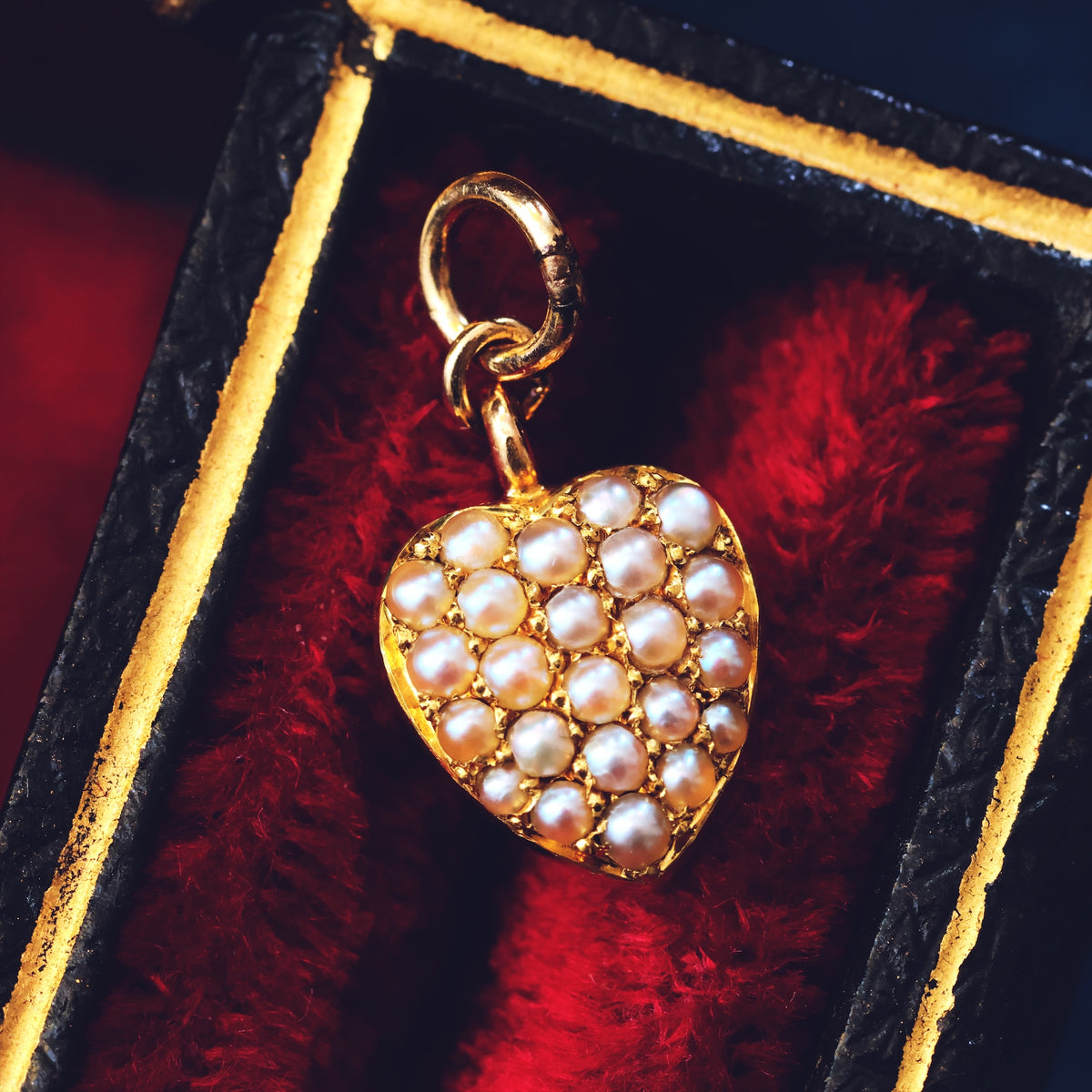 Antique Victorian 15ct Gold Wild Pearl Heart Pendant