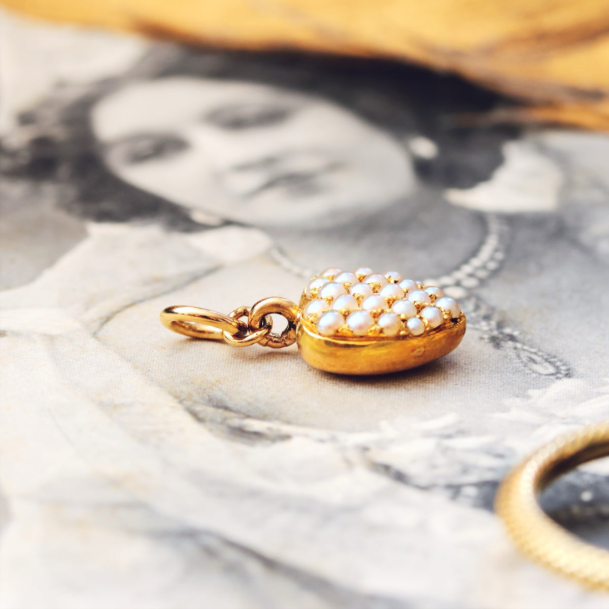 Antique Victorian 15ct Gold Wild Pearl Heart Pendant