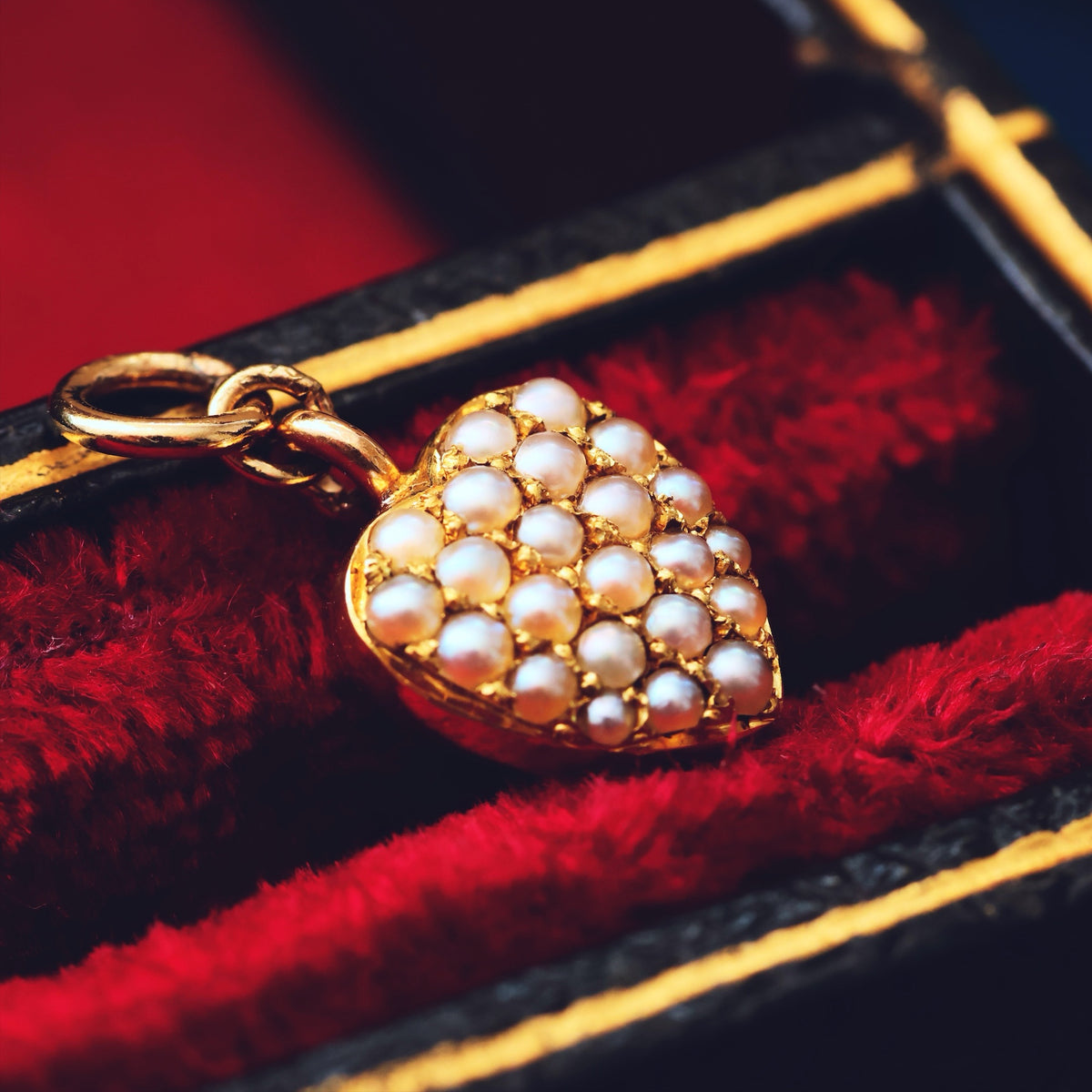 Antique Victorian 15ct Gold Wild Pearl Heart Pendant