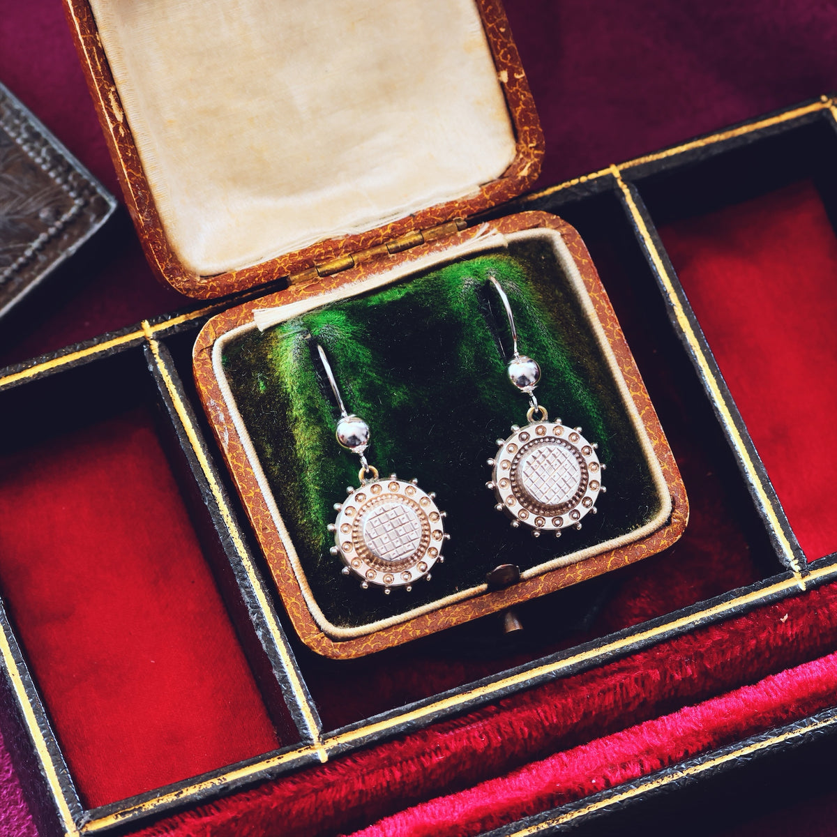 Antique 1880's Silver Aesthetic Movement Earrings