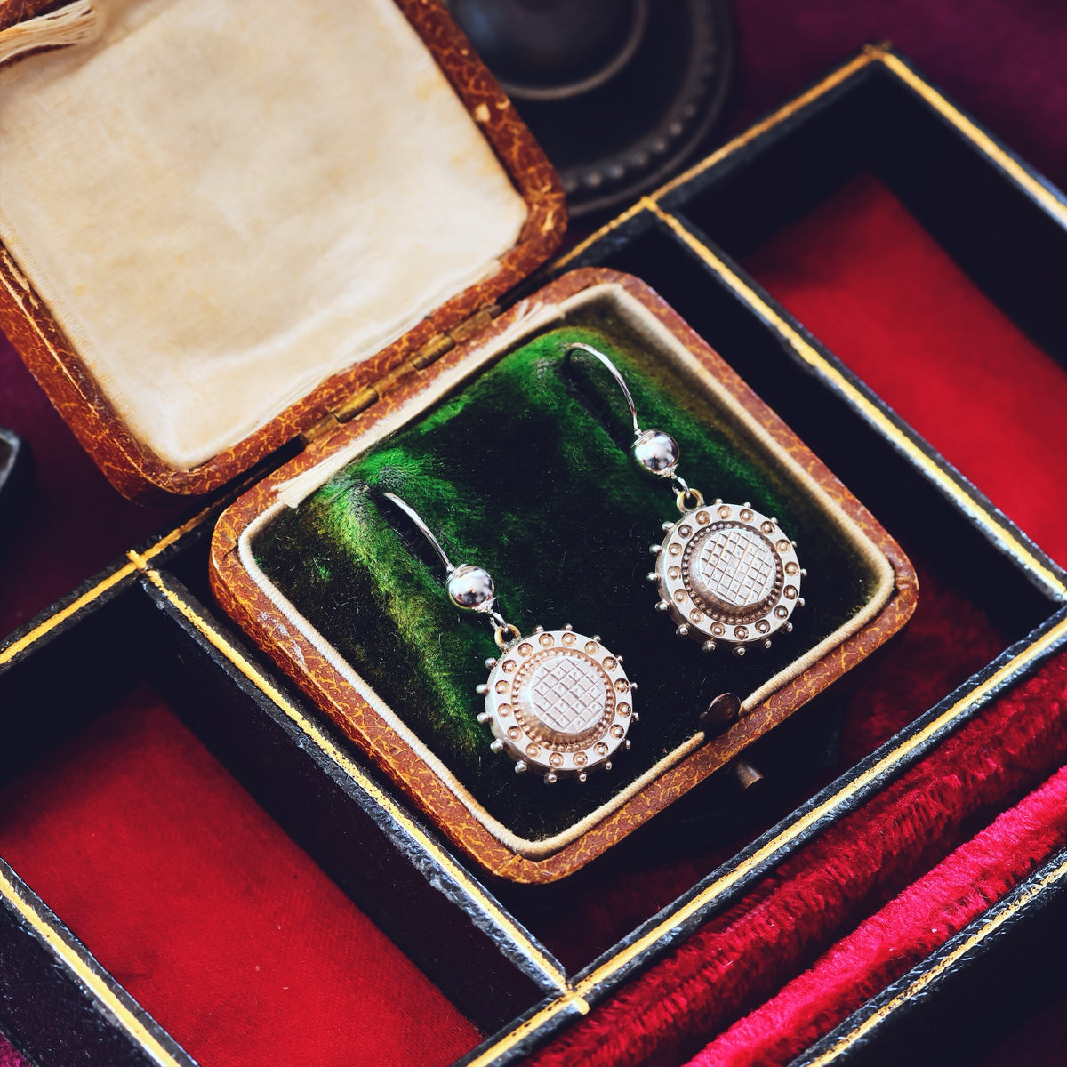 Antique 1880's Silver Aesthetic Movement Earrings