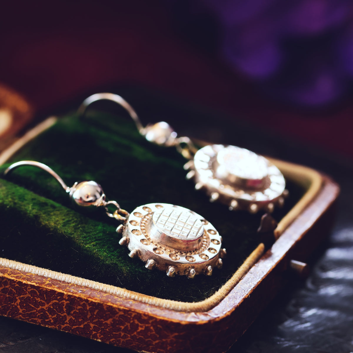 Antique 1880's Silver Aesthetic Movement Earrings