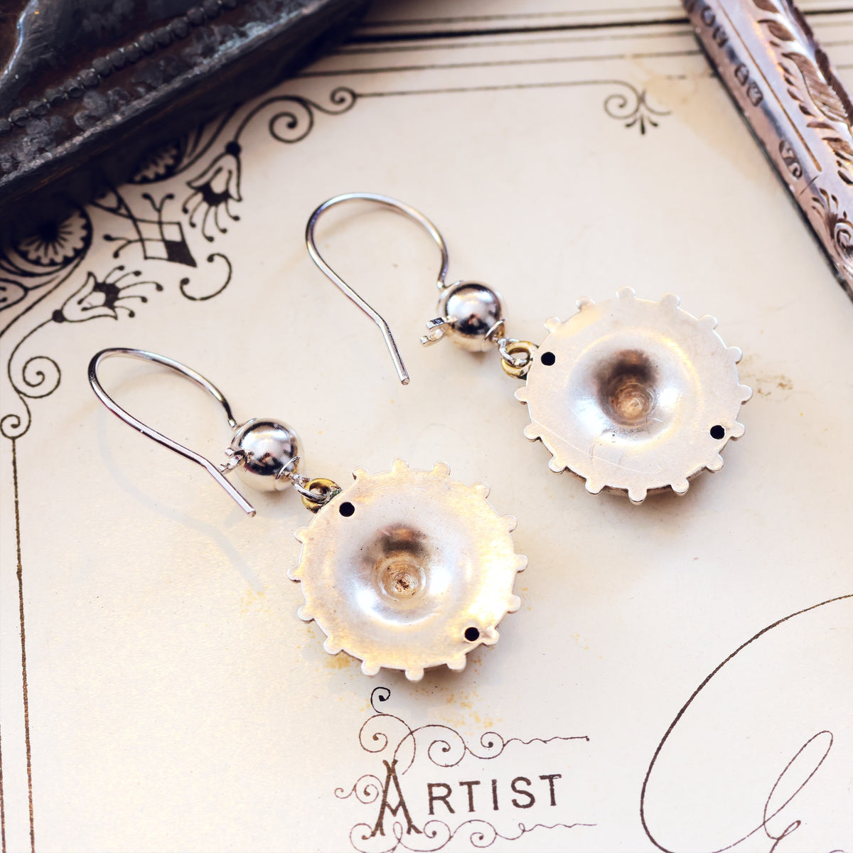 Antique 1880's Silver Aesthetic Movement Earrings