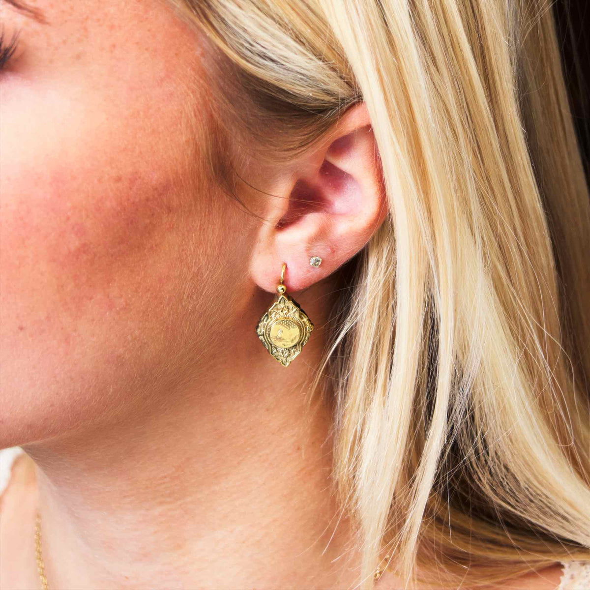 Date 1880 Silver Gilt Aesthetic Movement Earrings