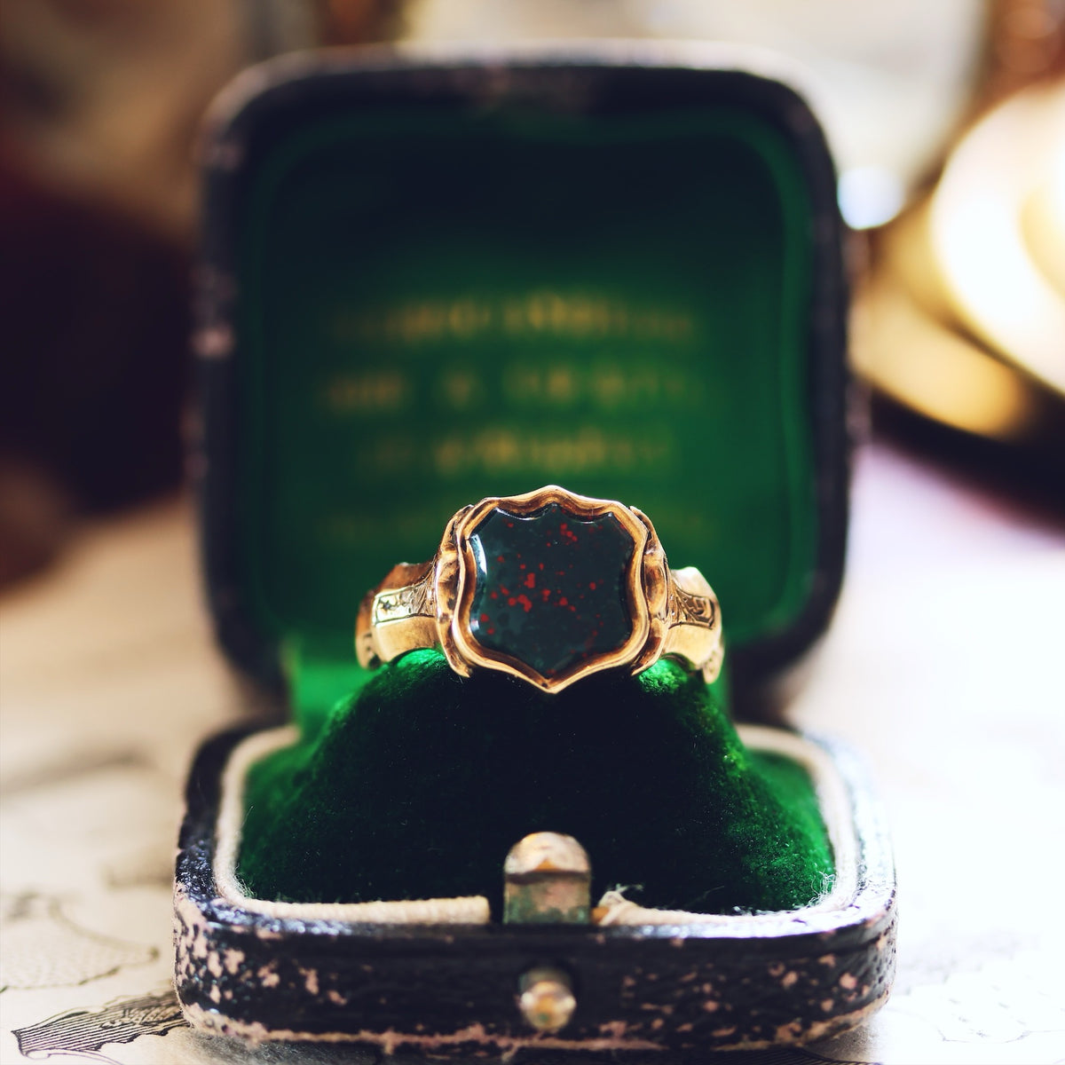 Antique Circa 1870's Bloodstone Signet Ring