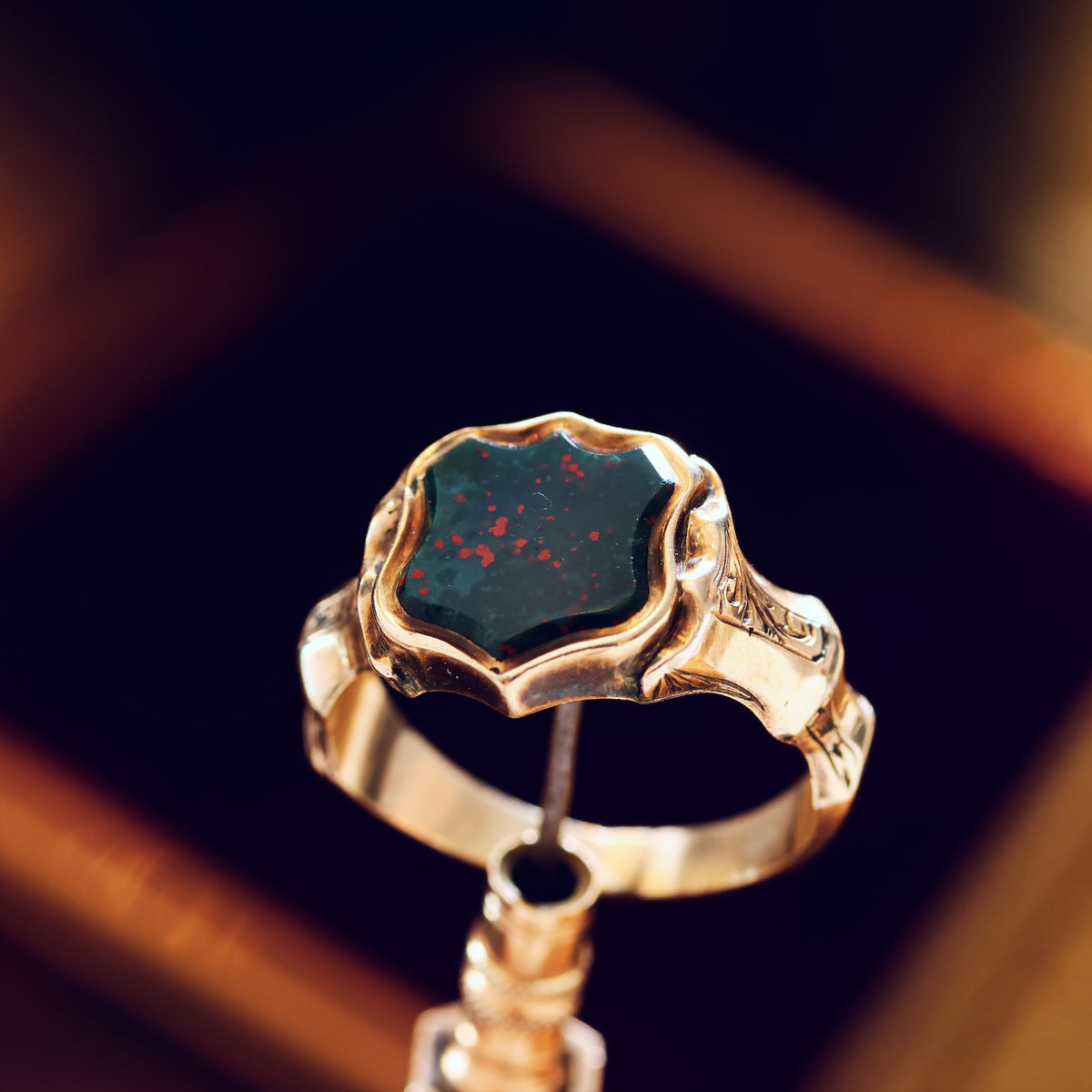 Antique Circa 1870's Bloodstone Signet Ring