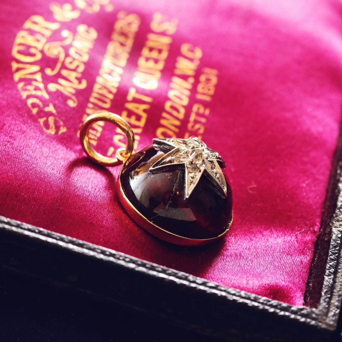 Victorian Carbuncle Garnet Diamond Star Pendant