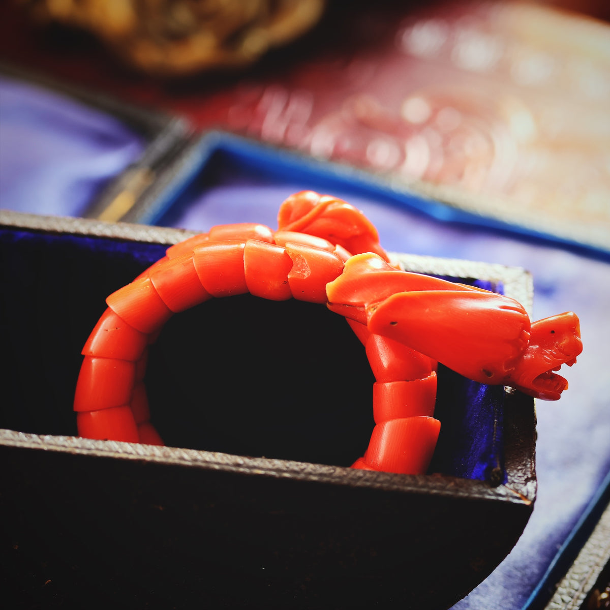 Scarce Mid Victorian Coral Serpent Bracelet