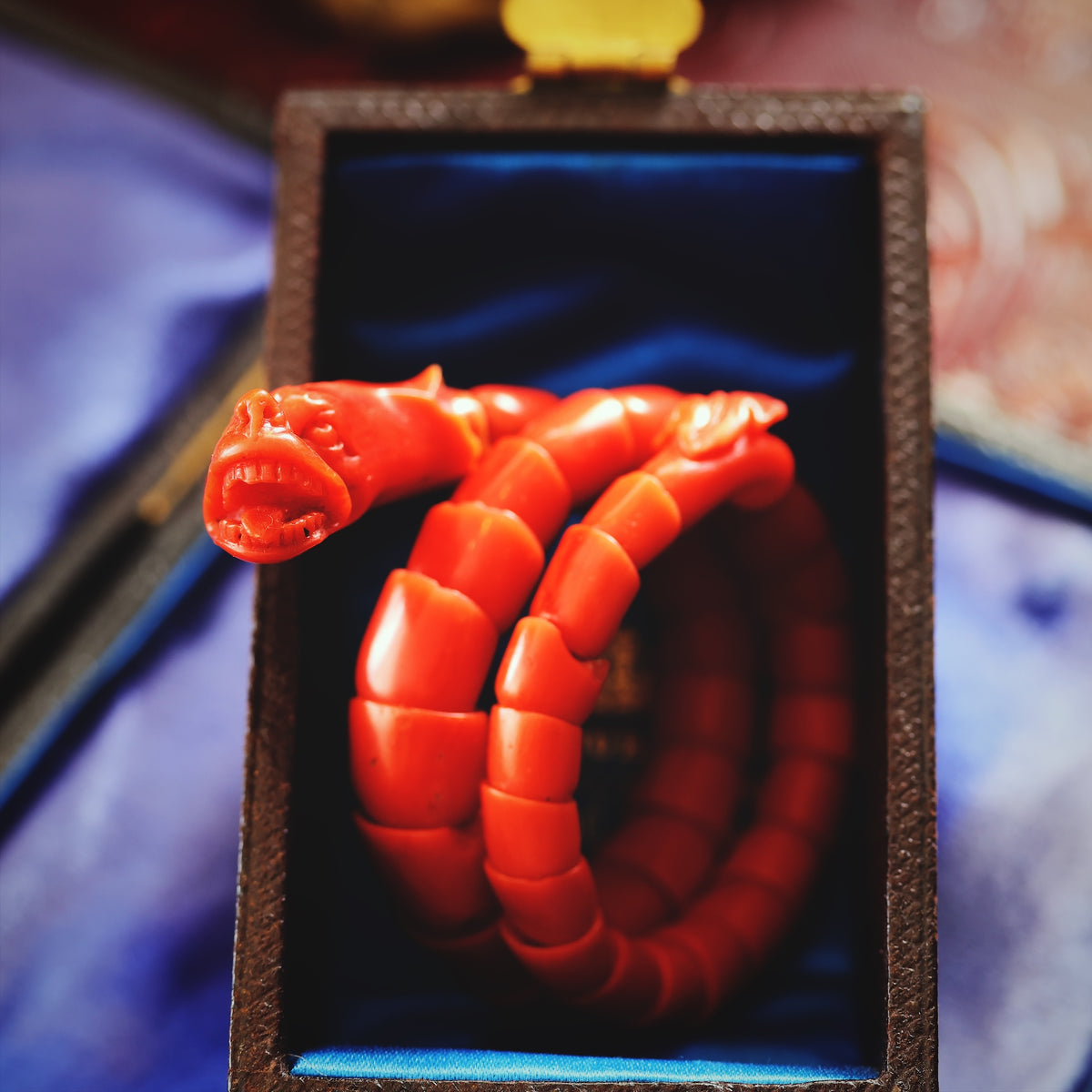 Mid Victorian Coral Serpent Bracelet