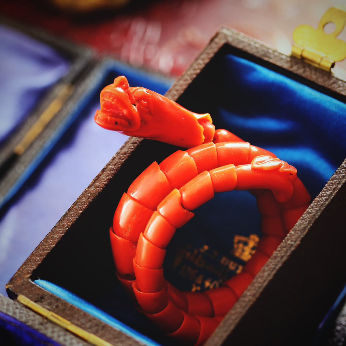 Scarce Mid Victorian Coral Serpent Bracelet
