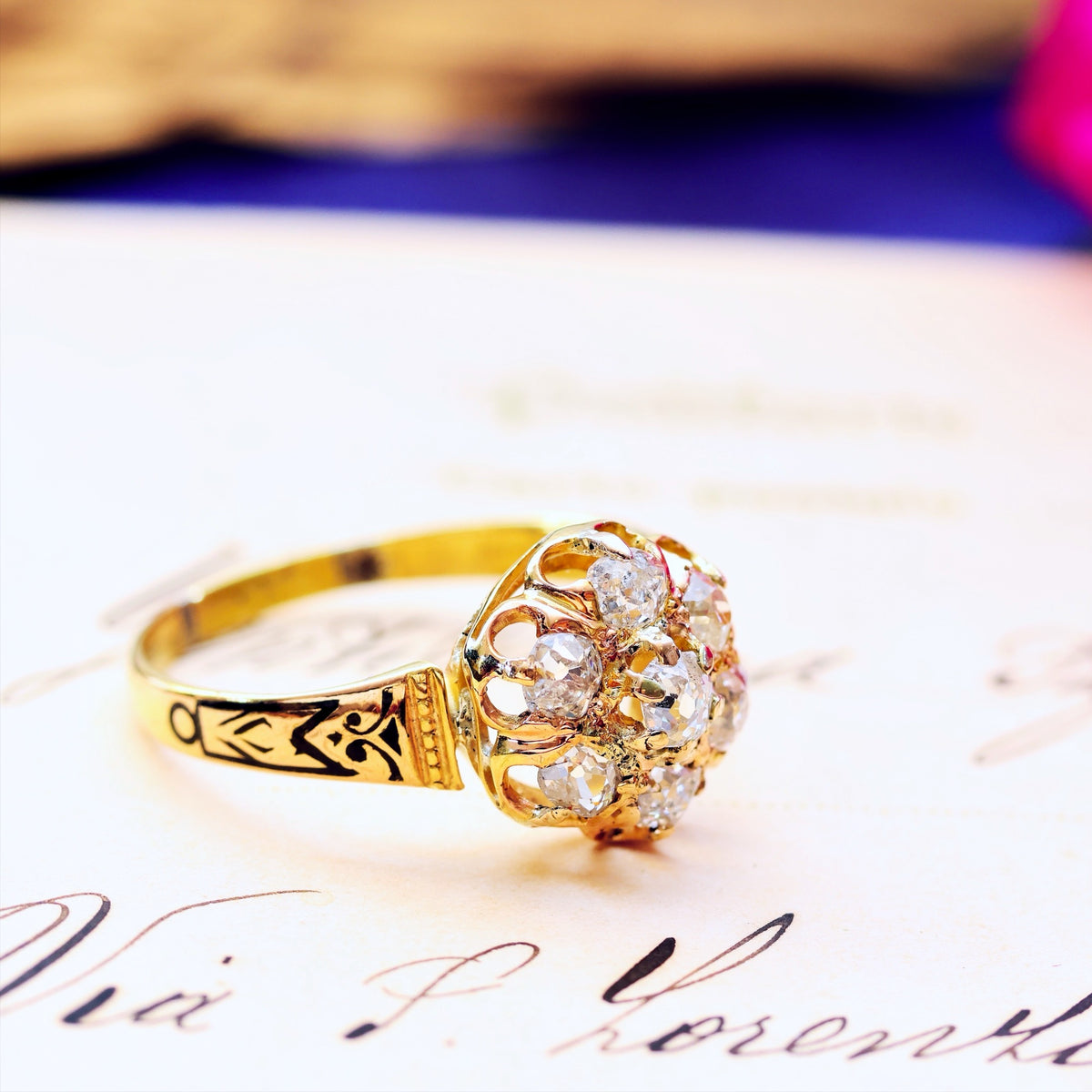 Circa 1870's, Antique Victorian Diamond Cluster Ring