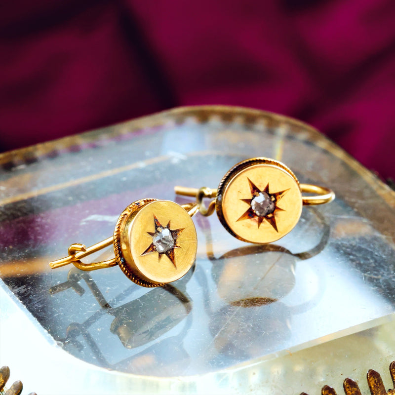 Antique Victorian Diamond Gypsy Star Earrings
