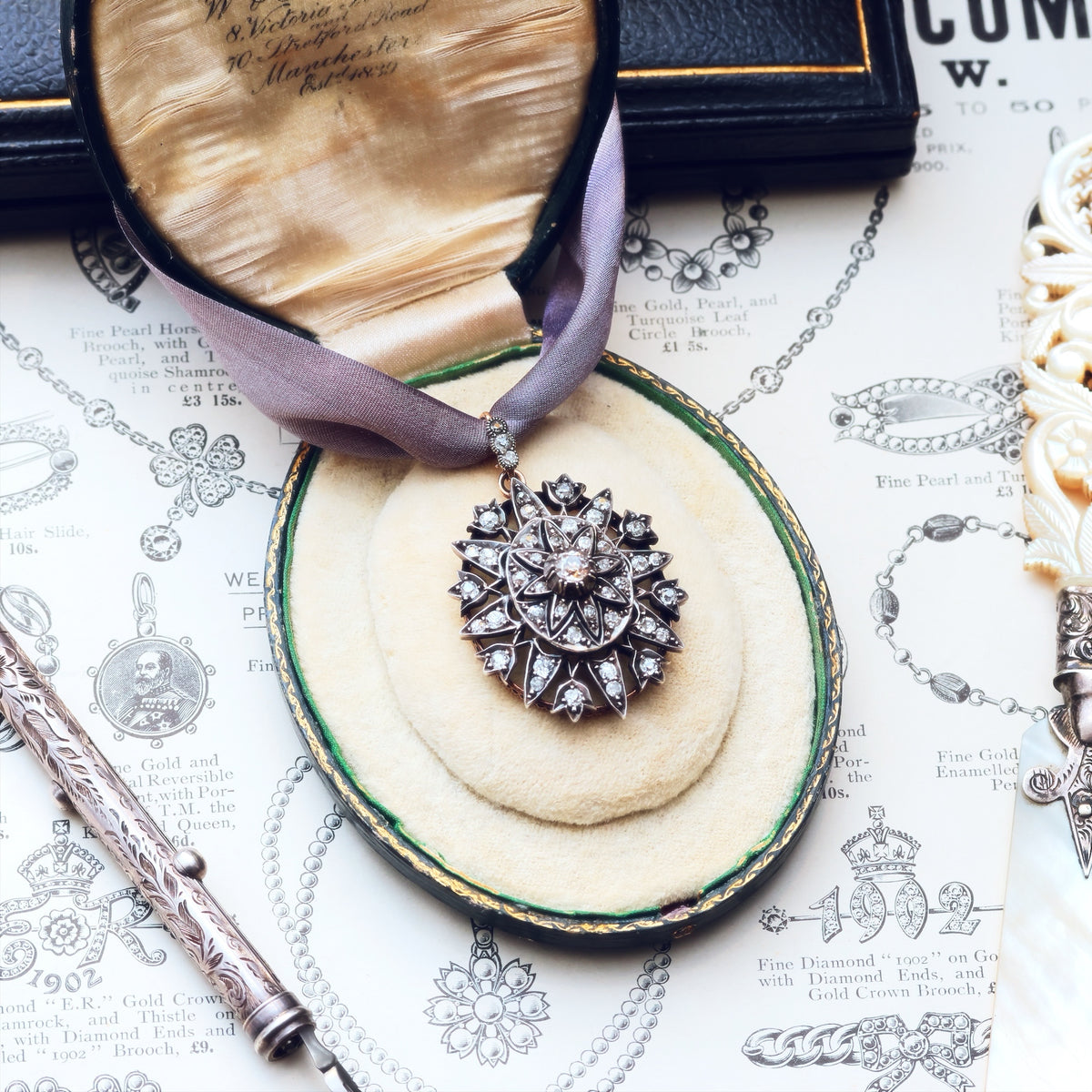 Regal Victorian Diamond Star Brooch/Pendant