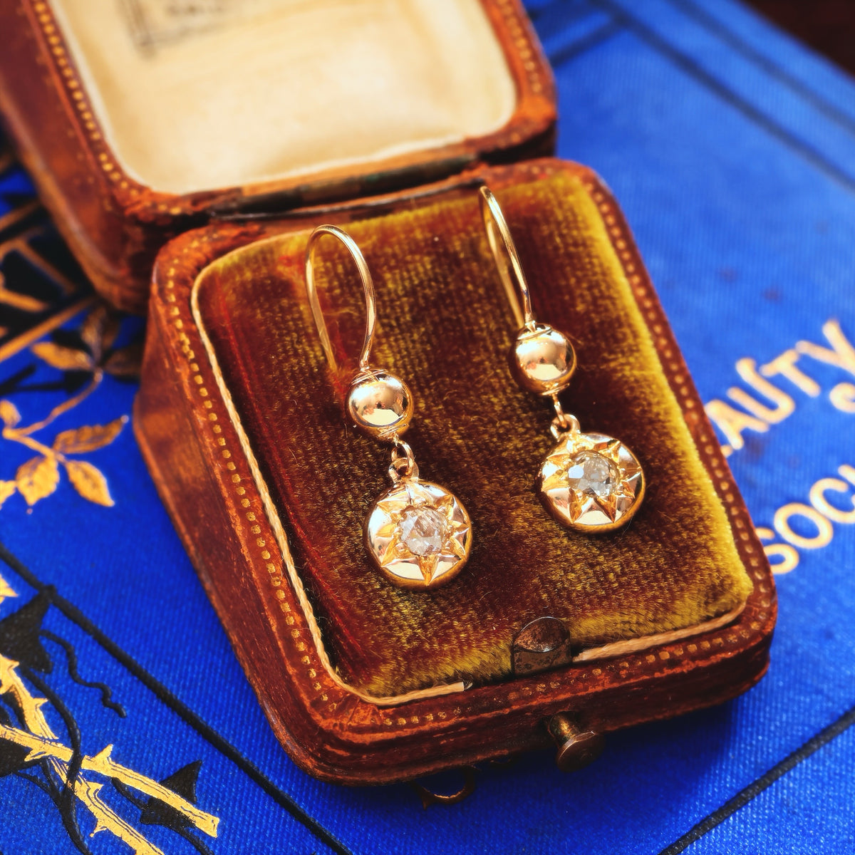 Antique Victorian Era Hand Cut Diamond Star Earrings