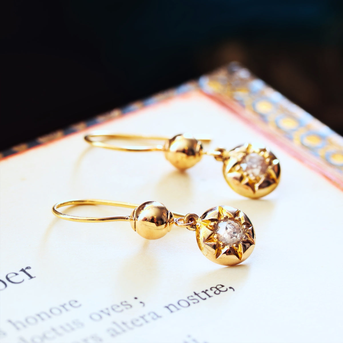 Antique Victorian Era Hand Cut Diamond Star Earrings