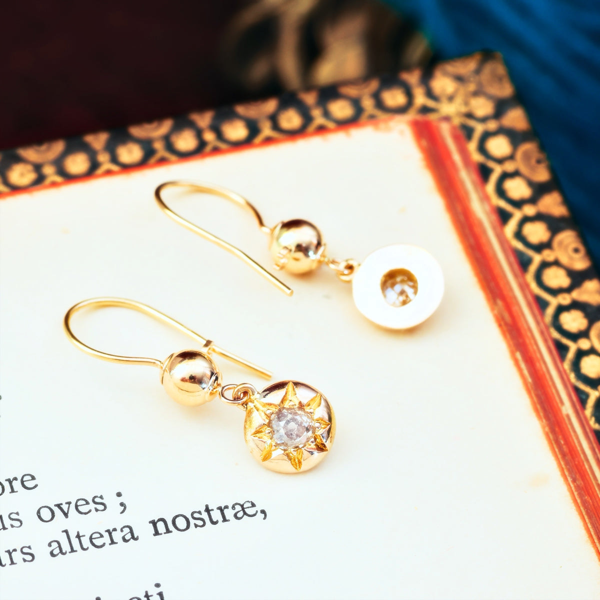 Antique Victorian Era Hand Cut Diamond Star Earrings