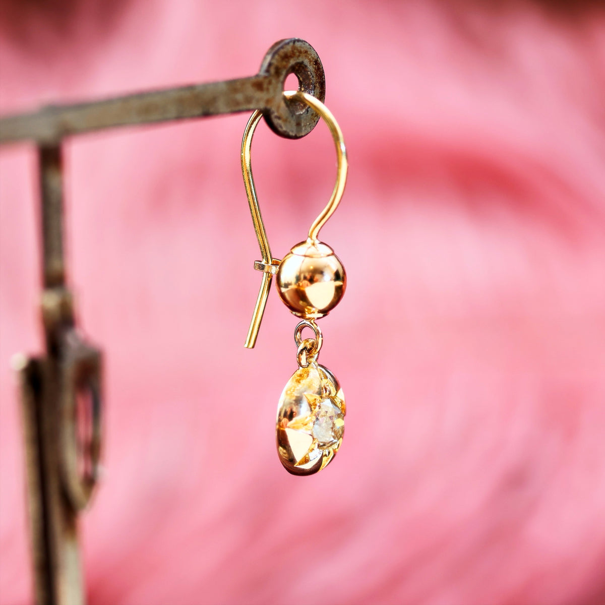 Antique Victorian Era Hand Cut Diamond Star Earrings