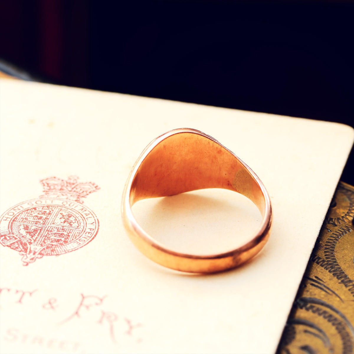 Antique Victorian Floribunda Roses Gold Signet Ring