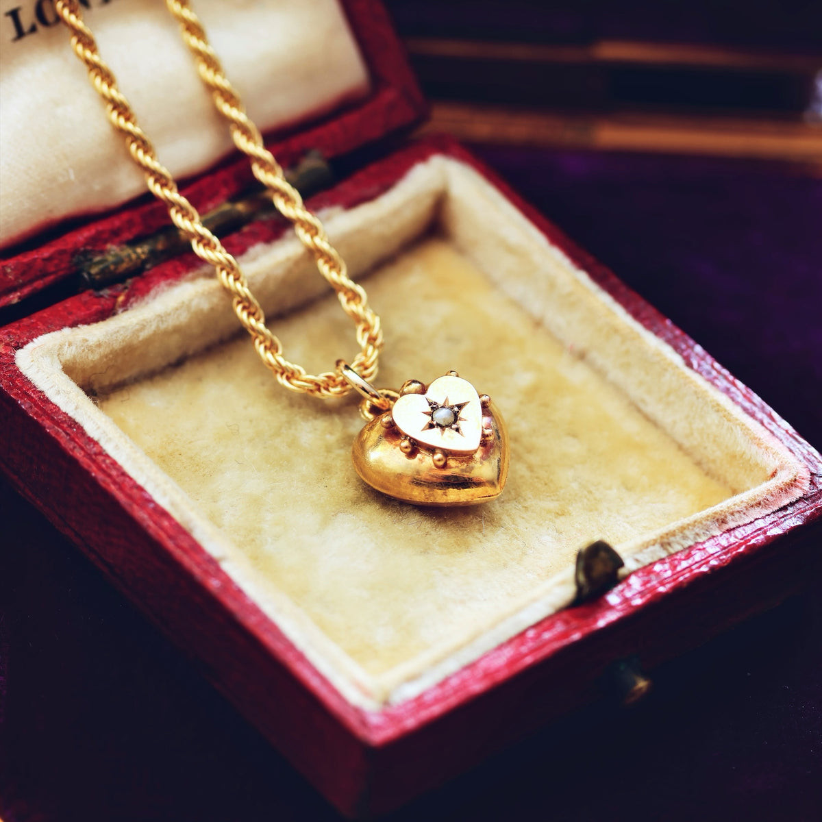 Keepsake Antique Victorian Gold & Pearl Heart Pendant